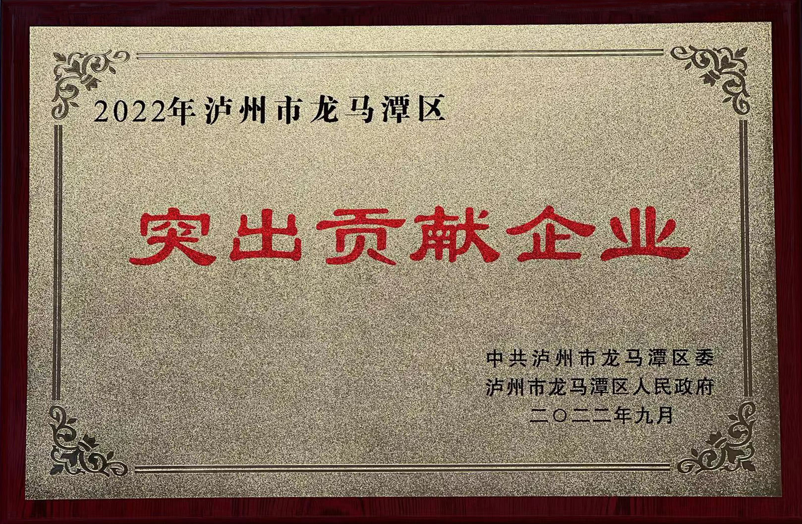 2022年瀘州市龍馬潭區突出貢獻企業(yè)